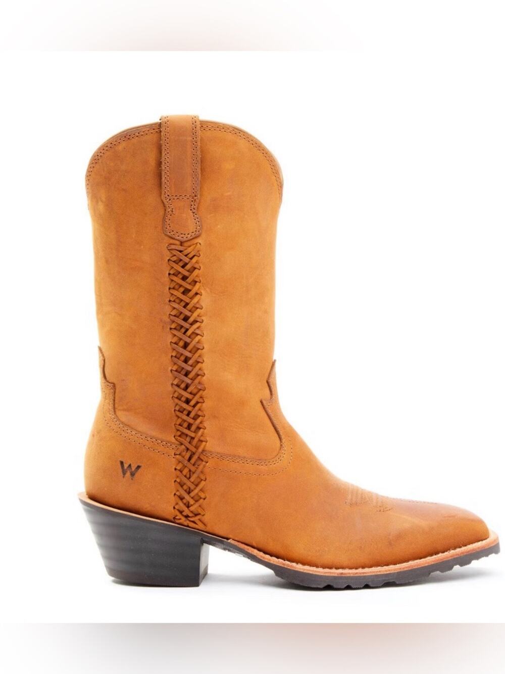 NEW WRANGLER GENUINE LEATHER COGNAC BRAIDED SIDE DETAILS RUBBER SOLES SZ 8